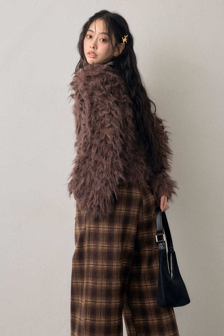 [予約/SET]ループシャプルオーバーニット+クラシカルチェックフラワーモチーフ付きパンツ(2set)