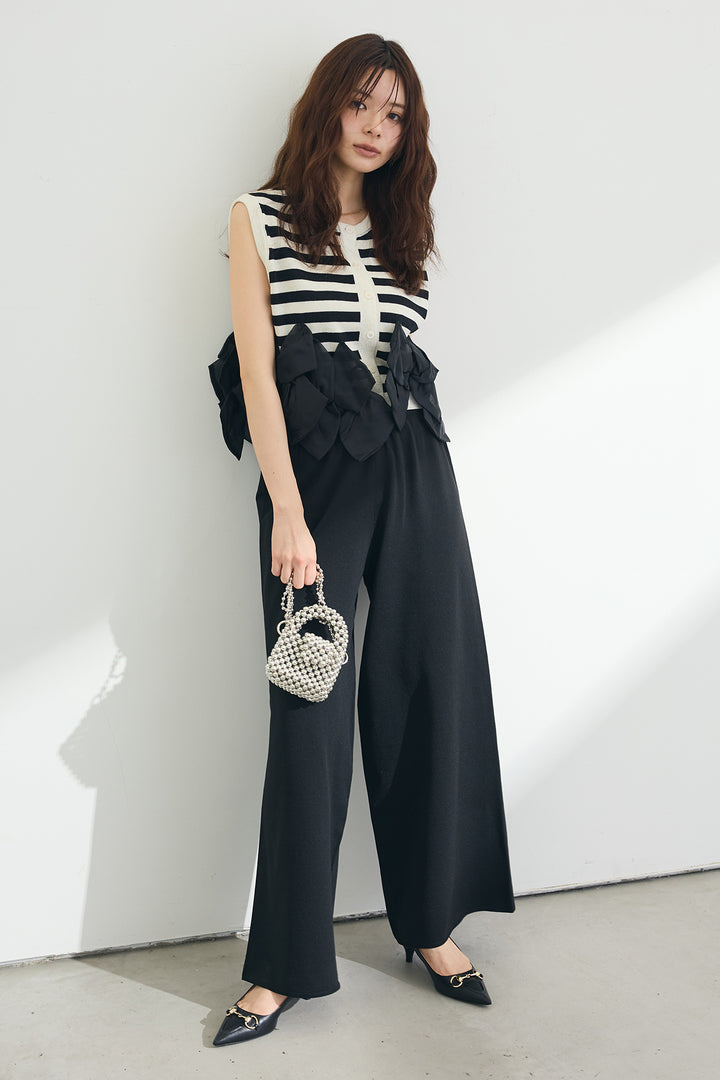 [予約]ヘムオーガンジーリボンスリーブレスニット