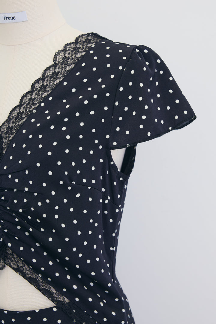 [予約]フロントカットドット美シルエットワンピ