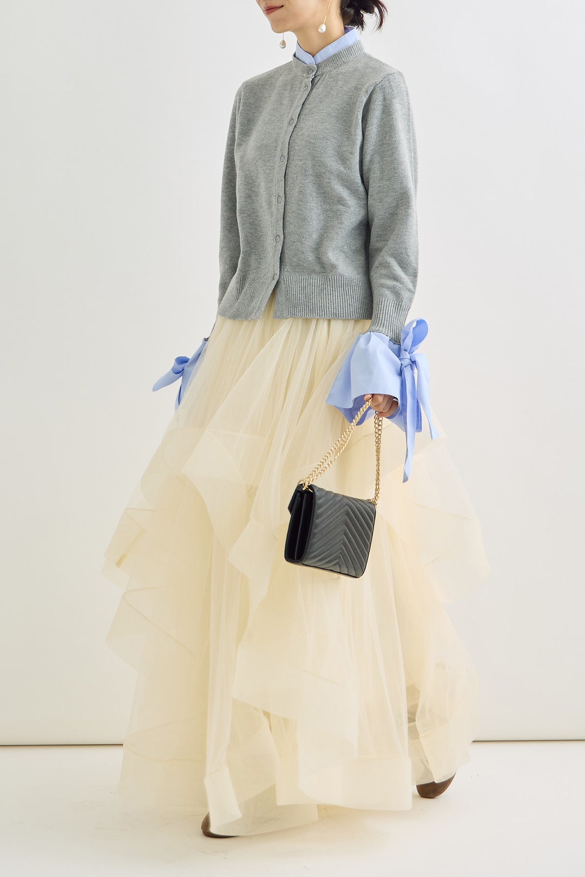 予約/SET]BIGリボンカフスデザインニットドッキングカーデ+ランダム