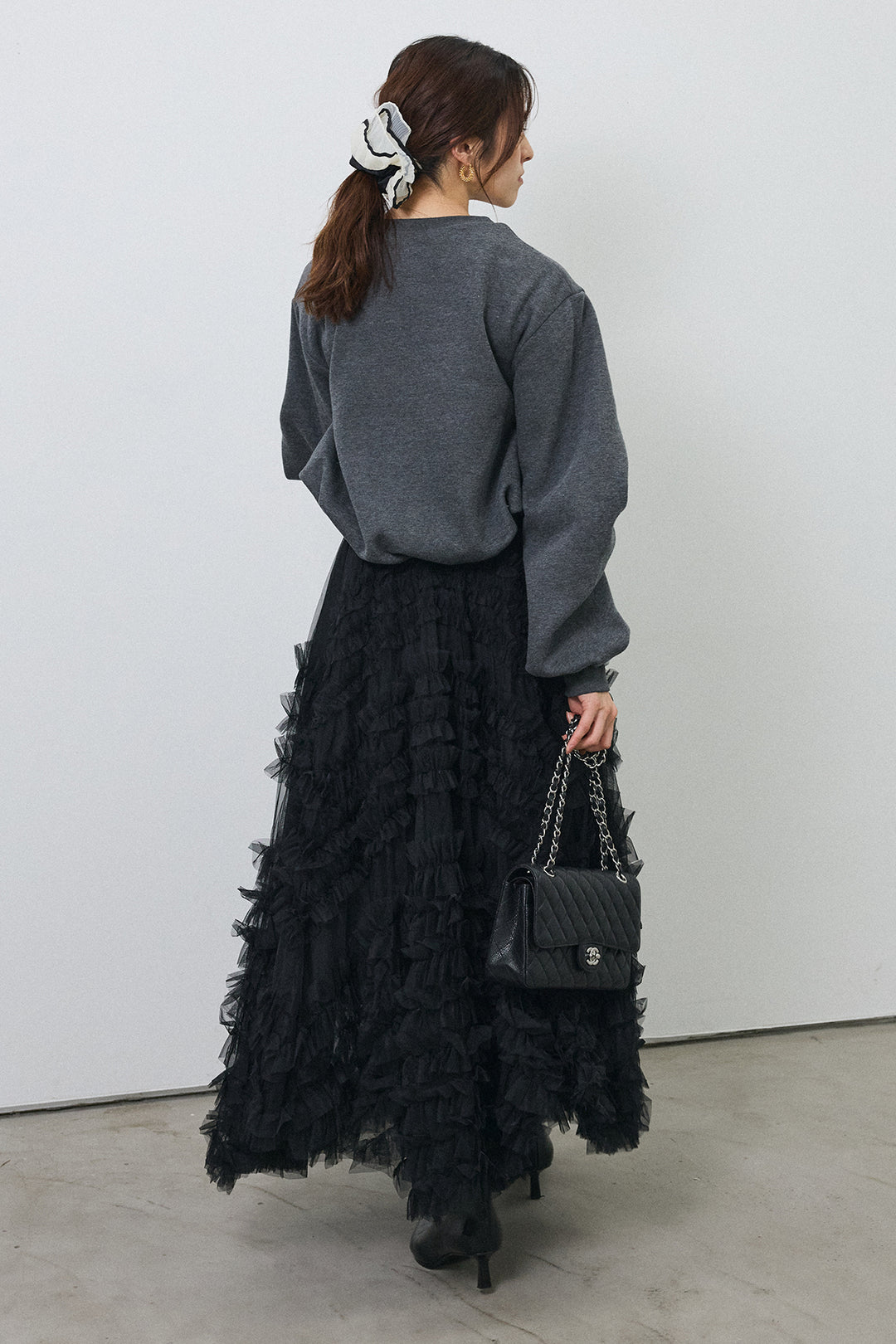 [予約/SET]裏起毛バルーンスリーブプルオーバー+スフレアシメチュールスカート(2set)