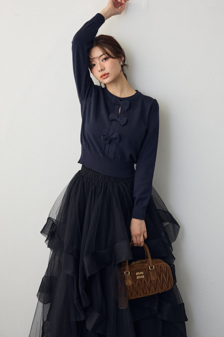 [予約]フロントリボンモチーフカーデ