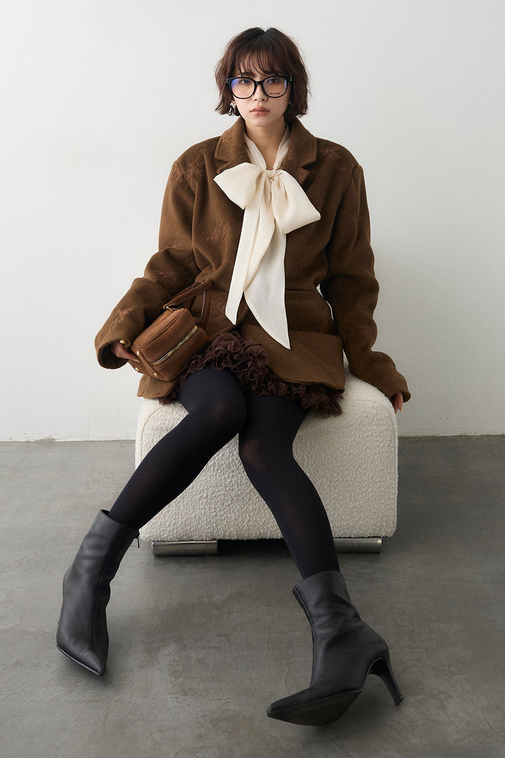 [予約/SET]フラワーエンブロイダリーモッサジャケット+ホイップチュールミニ丈スカート(2set)