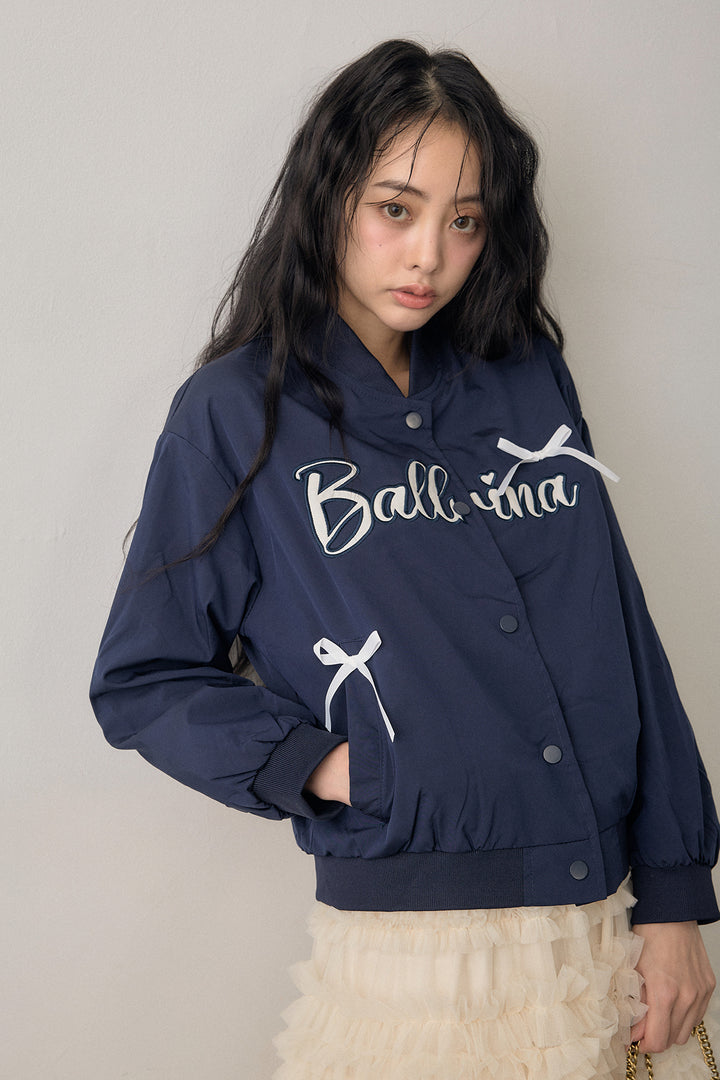 [予約/SET]ballerinaリボンブルゾン+ホイップチュールティアードスカート(2set)