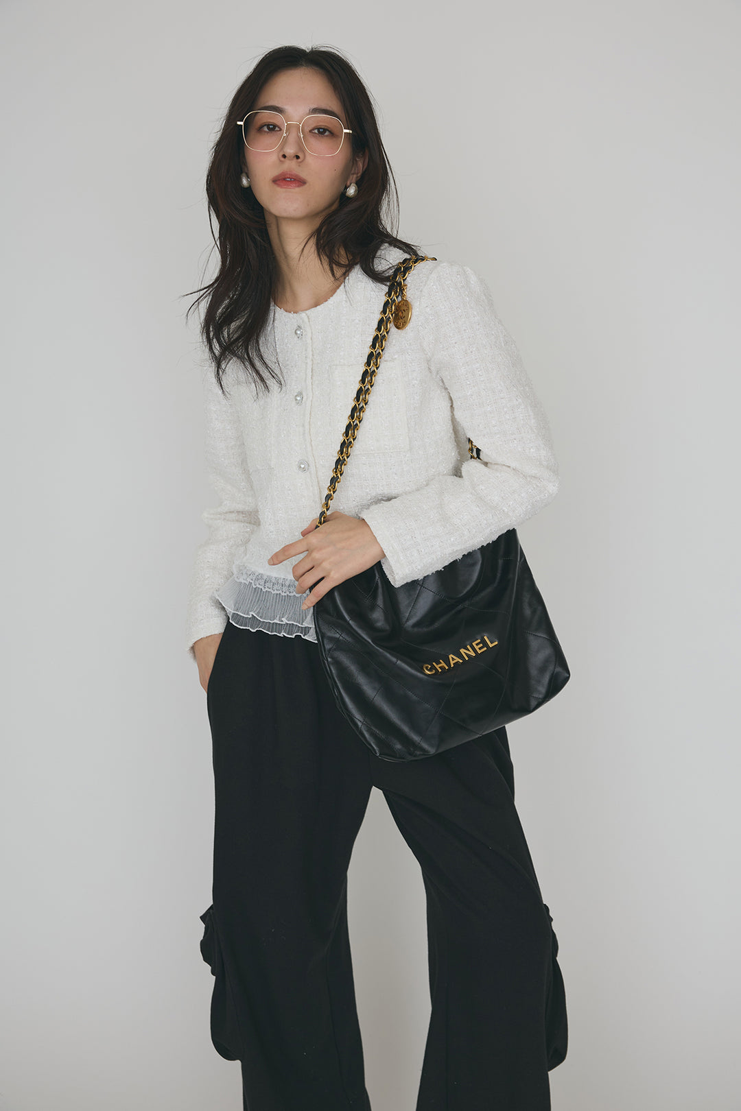 [予約]プリーツフリルヘムライトツイードジャケット