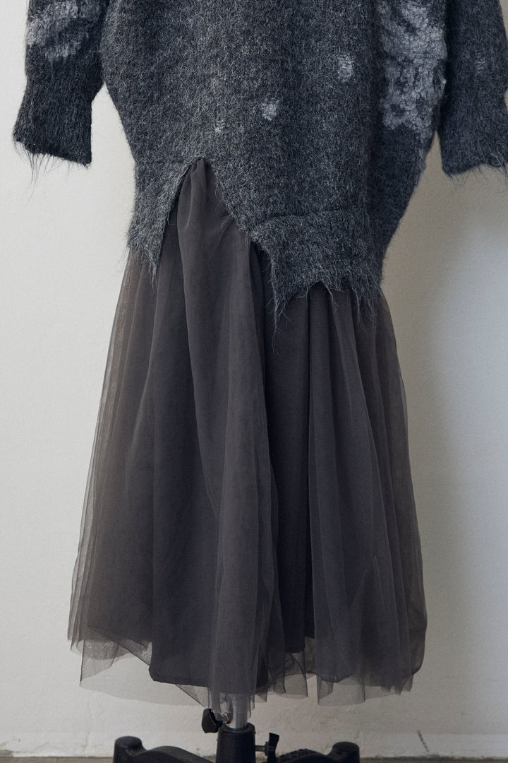 [予約]モチーフジャガードレイヤードニットワンピ