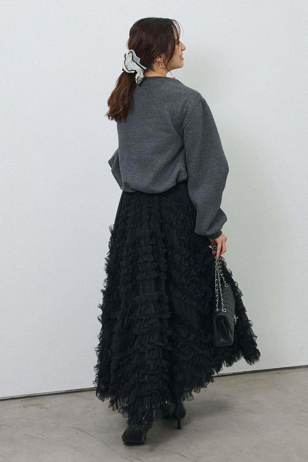 [予約/SET]裏起毛バルーンスリーブプルオーバー+スフレアシメチュールスカート(2set)