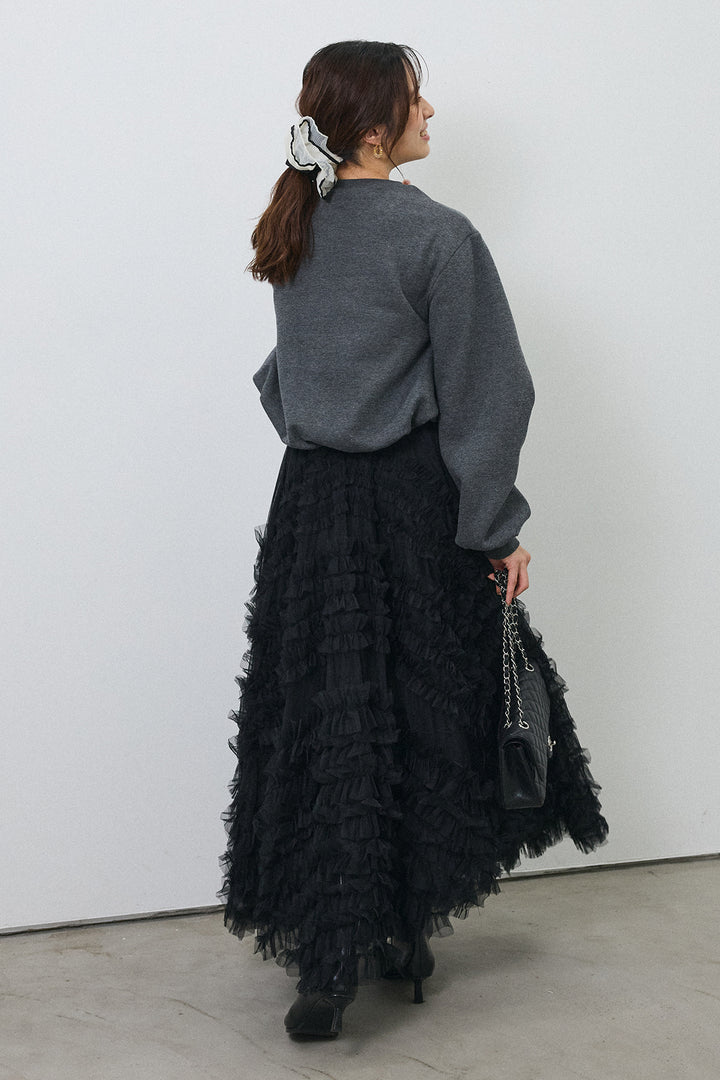 [予約/SET]裏起毛バルーンスリーブプルオーバー+スフレアシメチュールスカート(2set)