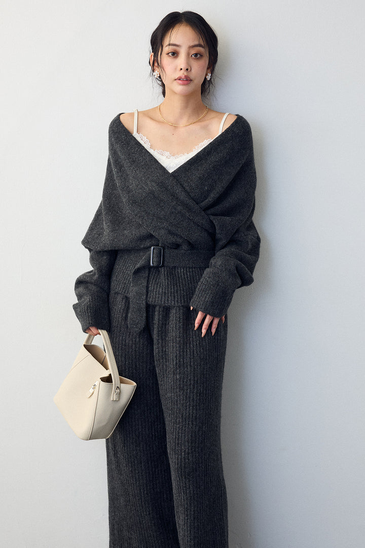 [予約]カシュクール美ラインニットセットアップ