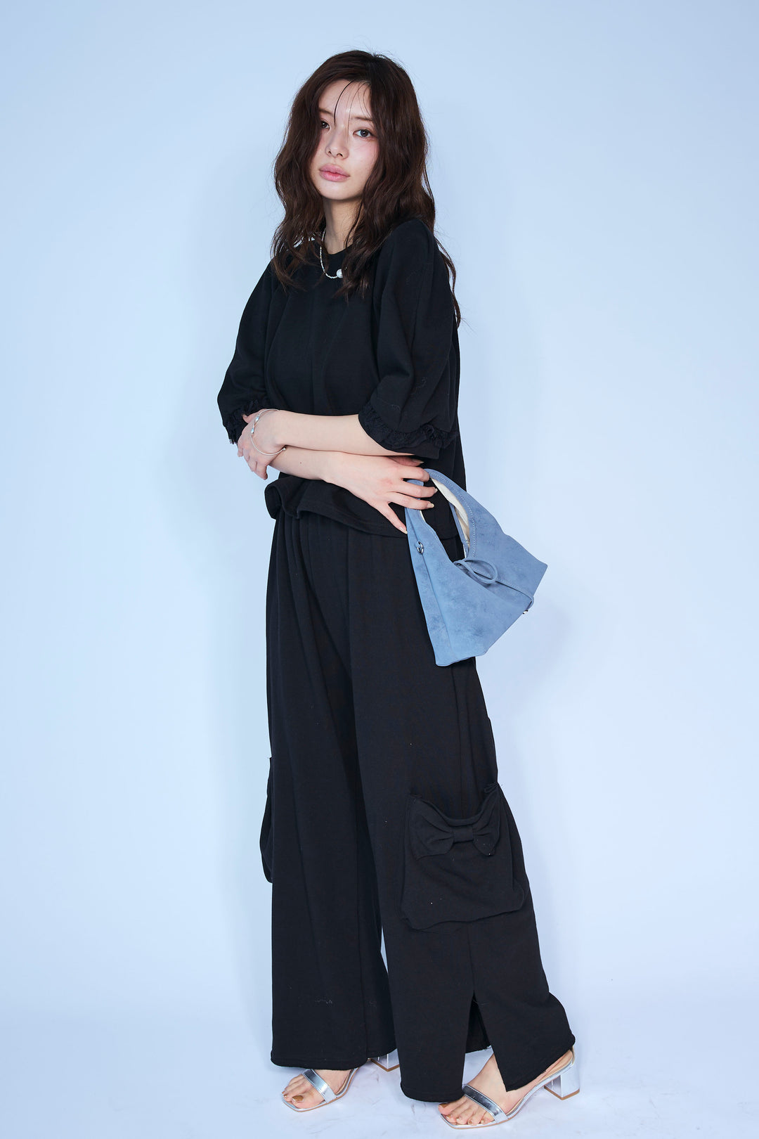 [予約/SET]ライトスウェットレースコンビパフPO+ライトスウェットサイドリボンパンツ(2set)