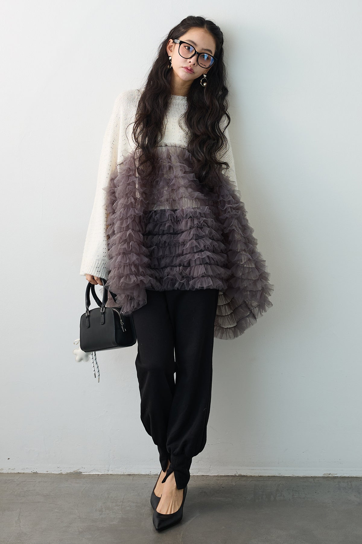 予約]ホイップチュールスパンコールニットドッキングチュニック – Frene