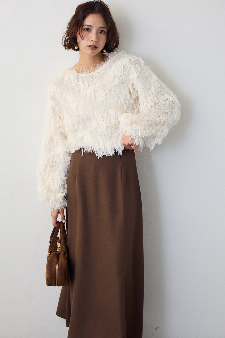 [予約]フリンジラメシャギーニットプルオーバー