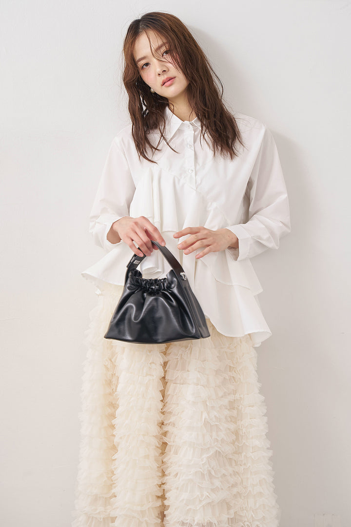 [予約/SET]アシメフリルティアードシャツ+ホイップチュールティアードスカート(2set)