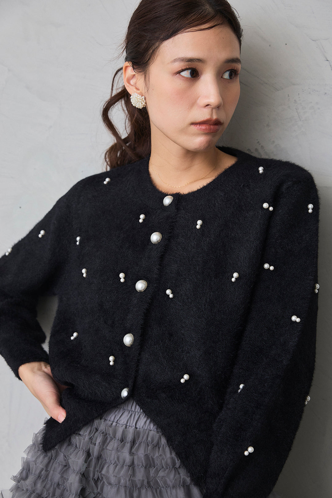 [予約]ミックスパールシャギーコーディガン