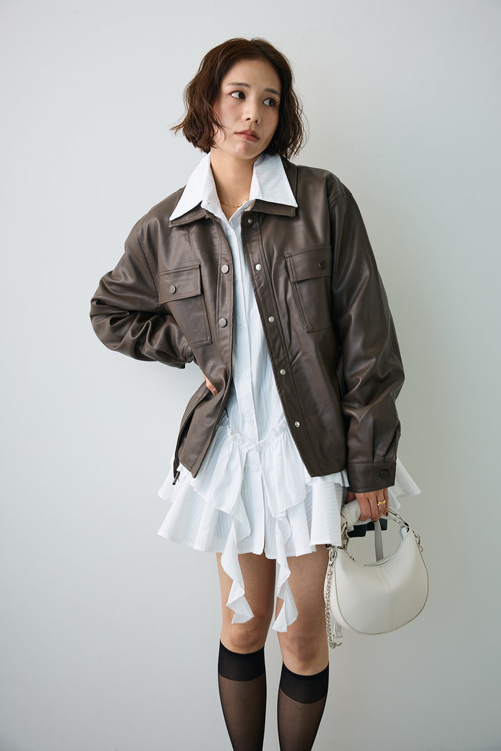 [予約]レザーライクウエストシェイプジャケット