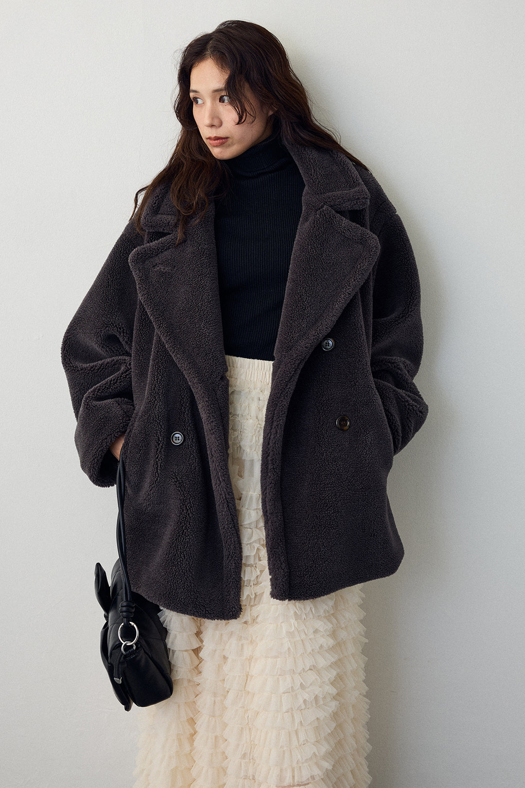 [予約/SET]テディボアミディ丈コート+ホイップチュールティアードスカート(2set)