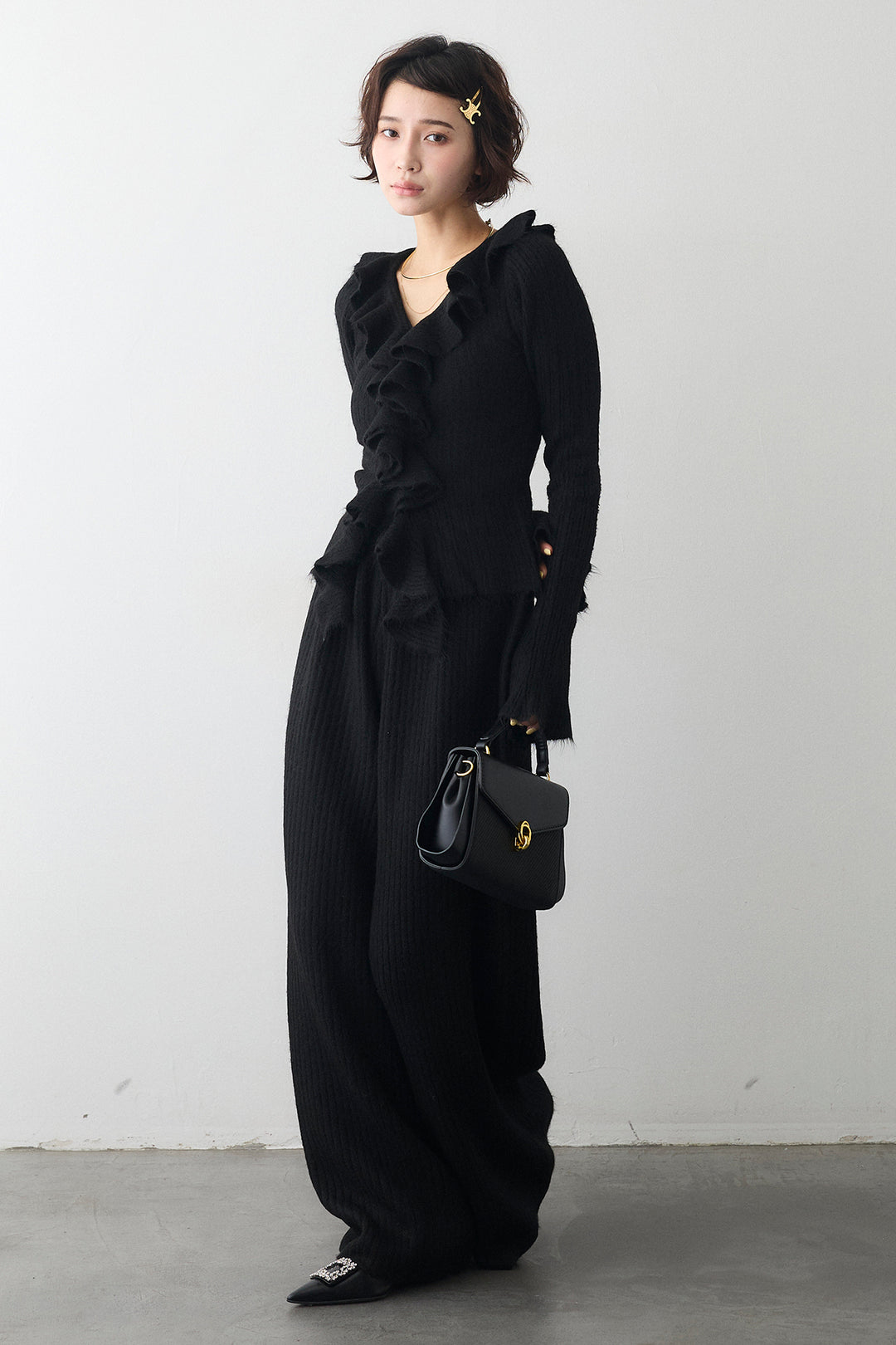 [予約]フロントフリル美ラインニットセットアップ