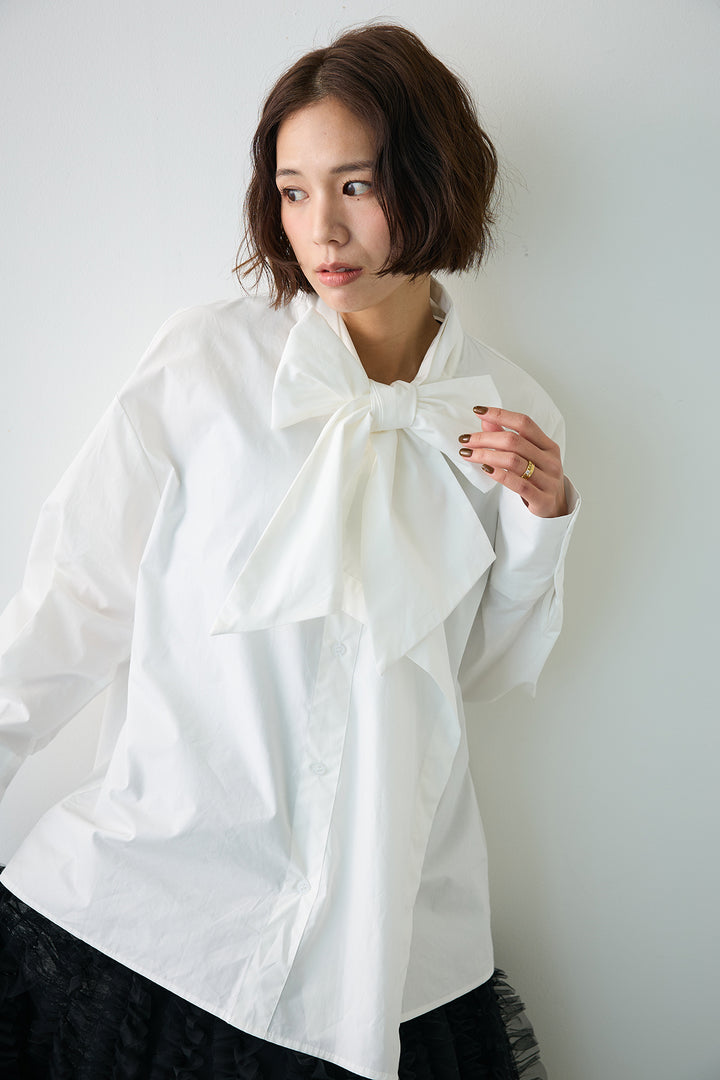 [予約]マルチパターンボウタイアシメシャツ