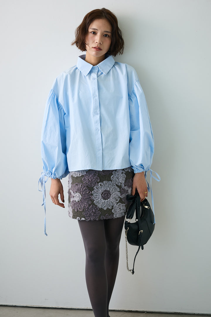 [予約]ワイドスリーブドロストクロップドシャツ