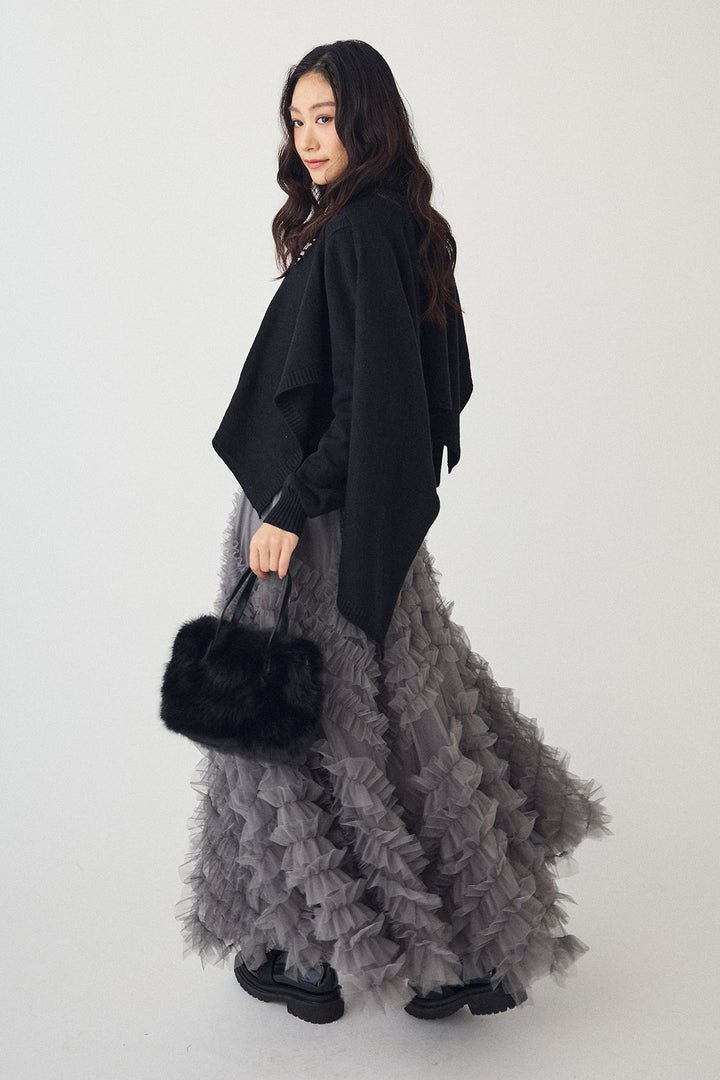 [予約/SET]アシメケープ2wayニット+スフレアシメチュールスカート(2set)