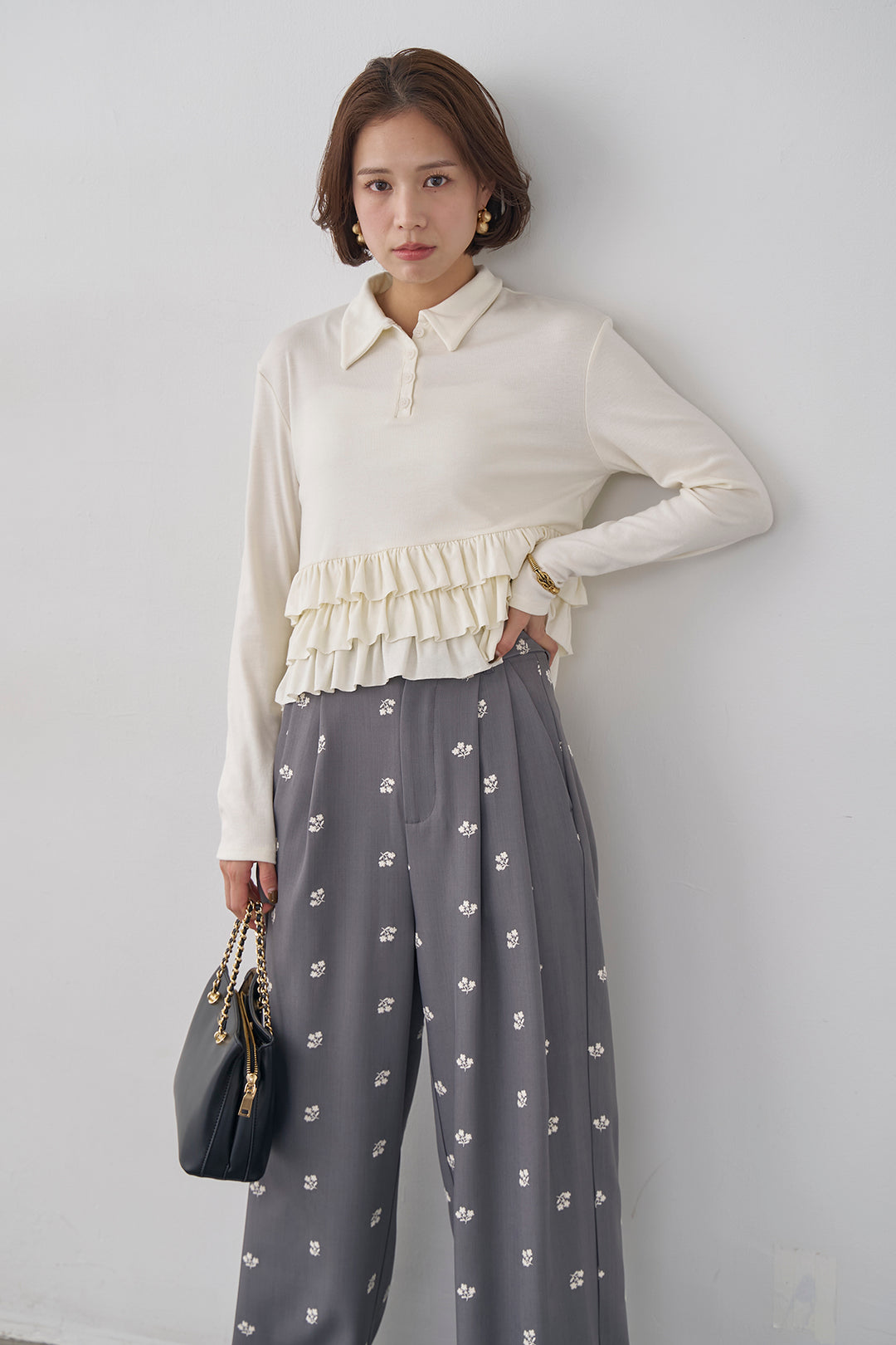 [予約]フリルヘムポロカラープルオーバー