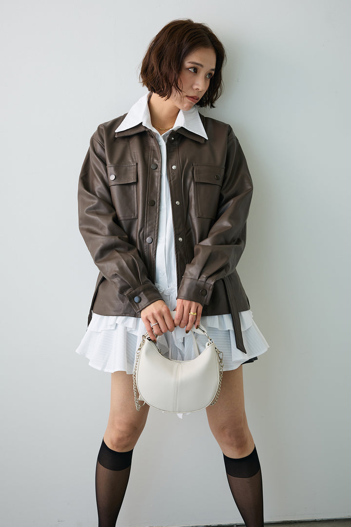 [予約]レザーライクウエストシェイプジャケット