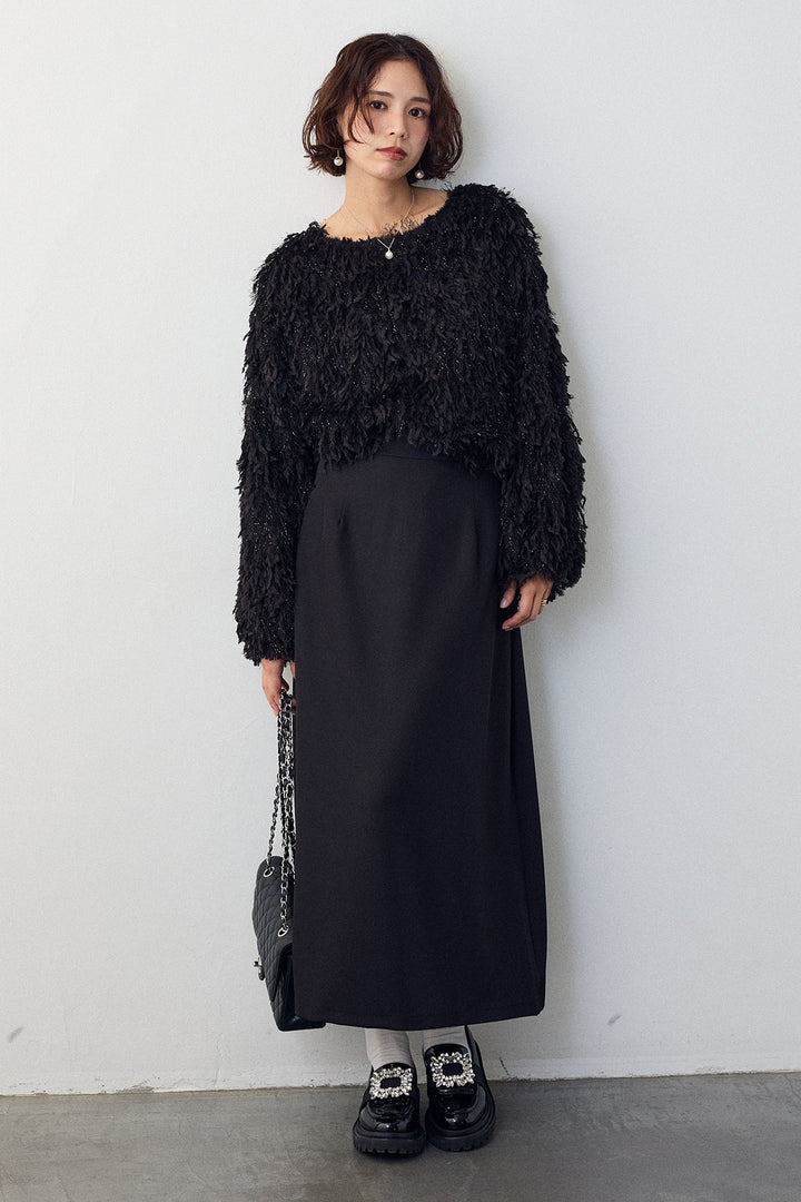 [予約]フリンジラメシャギーニットプルオーバー