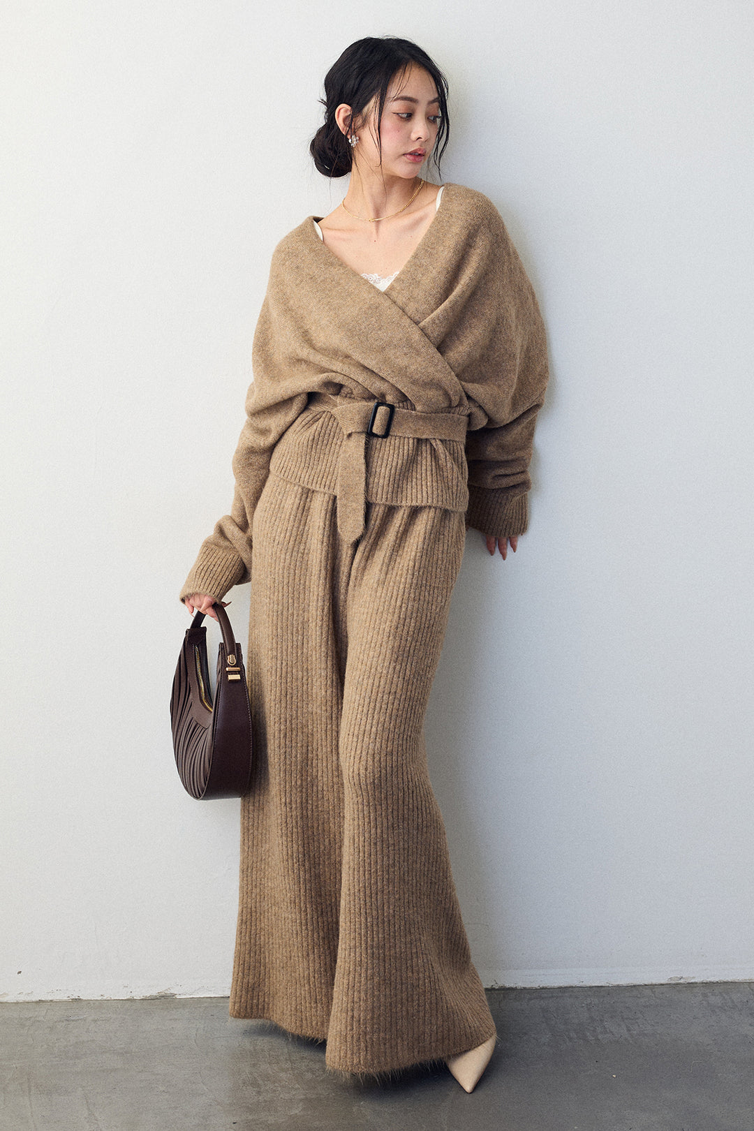 [予約]カシュクール美ラインニットセットアップ