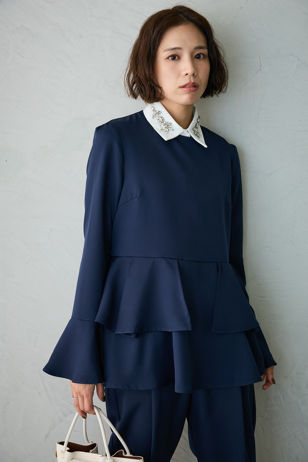 [予約]ティアードペプラムフレアスリーブブラウス