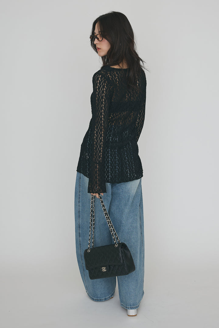 [予約]カットレースフラワーVネックカーデ