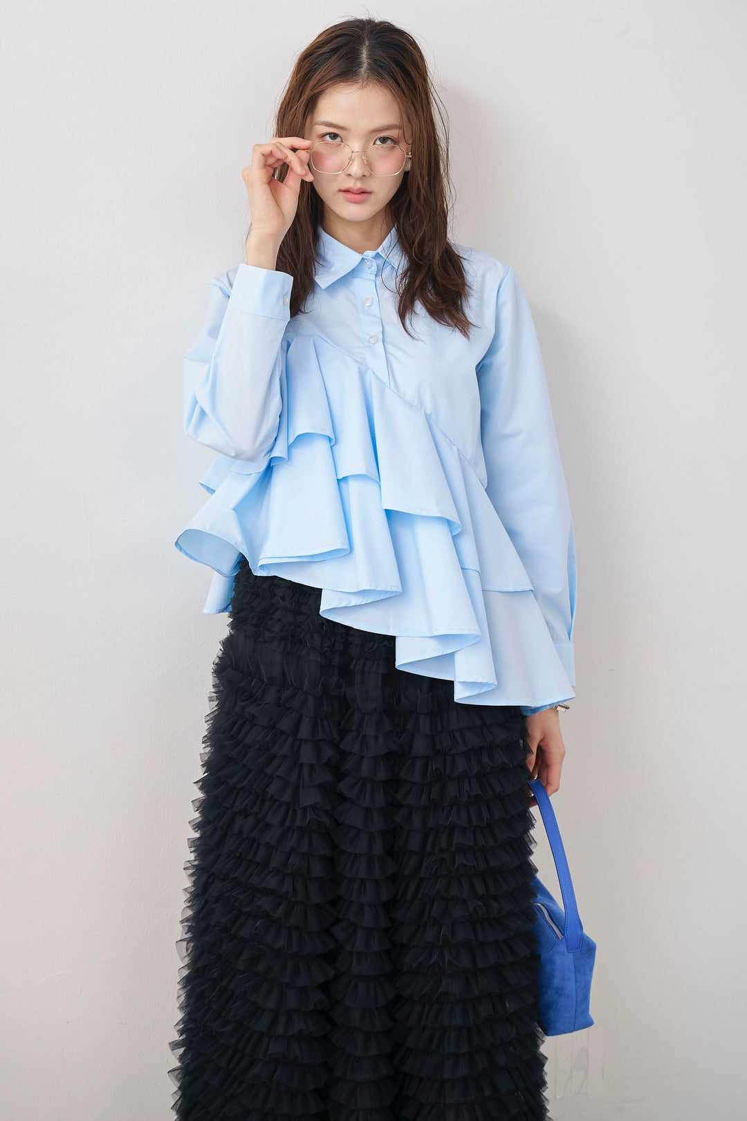 [予約]アシメフリルティアードシャツ