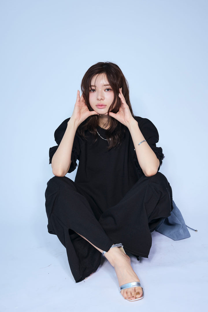 [予約/SET]ライトスウェットレースコンビパフPO+ライトスウェットサイドリボンパンツ(2set)