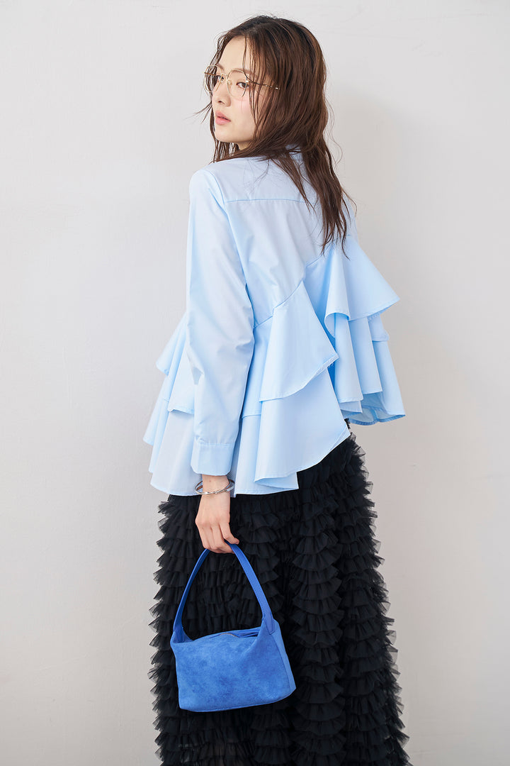 [予約/SET]アシメフリルティアードシャツ+ホイップチュールティアードスカート(2set)