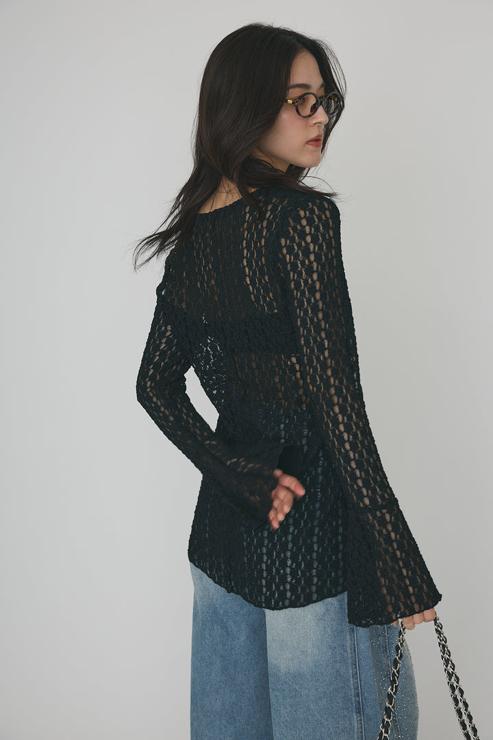 [予約/SET]カットレースフラワーVネックカーデ+ラインストーン美ラインデニム(2set)