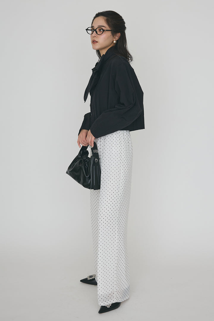 [予約]フロントファスナーヘムタックボウタイブラウス