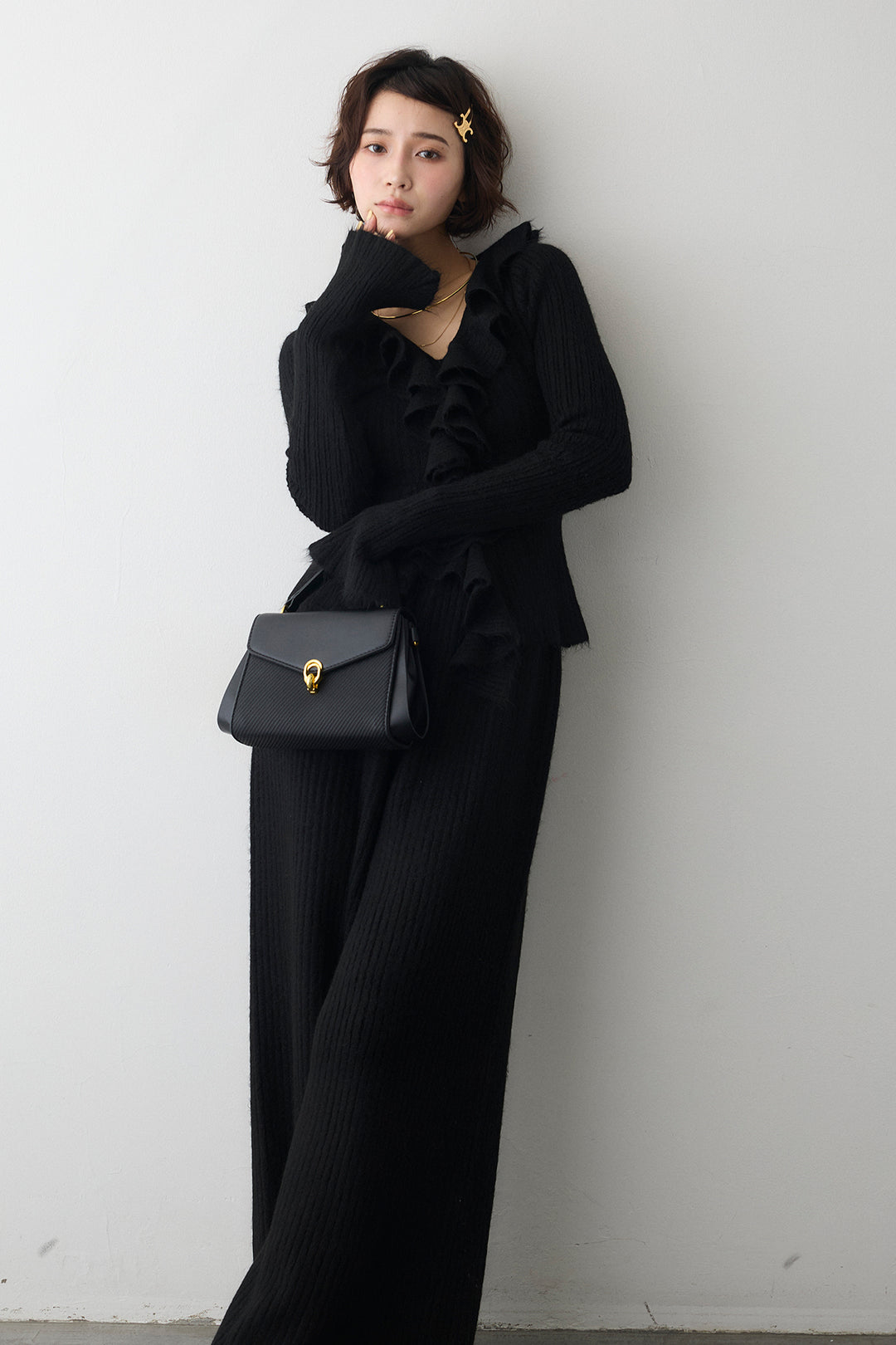 [予約]フロントフリル美ラインニットセットアップ