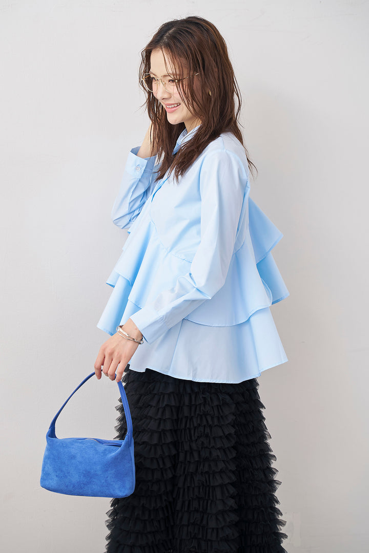 [予約/SET]アシメフリルティアードシャツ+ホイップチュールティアードスカート(2set)