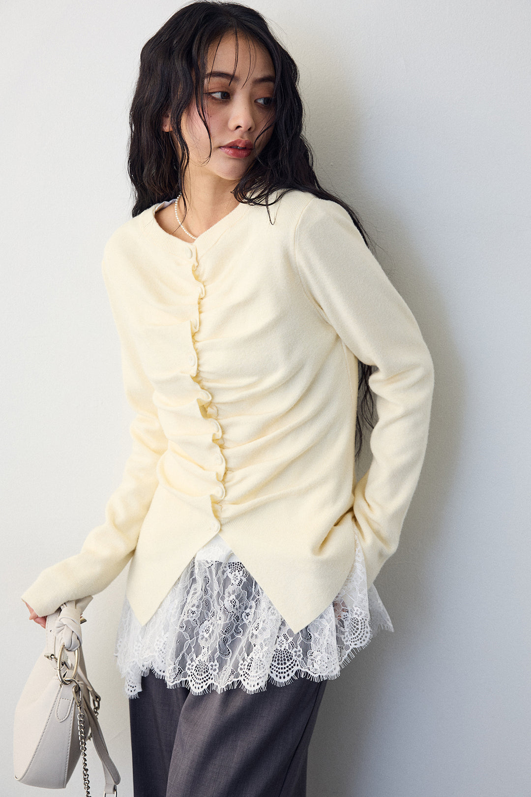 [予約]フロントギャザーデザインカーデ