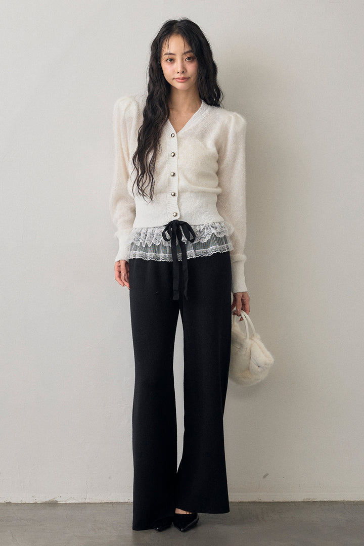 [予約]ウエストレースニットストレートパンツ