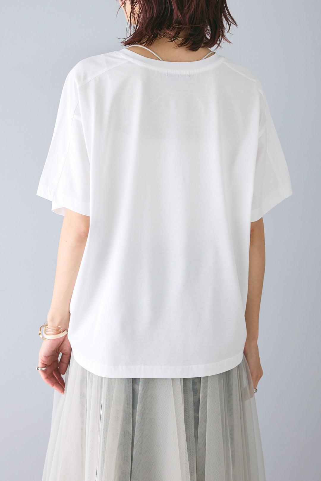 [予約/SET]フロッキーロゴTシャツ+チュールレイヤーギャザースカート(2set)