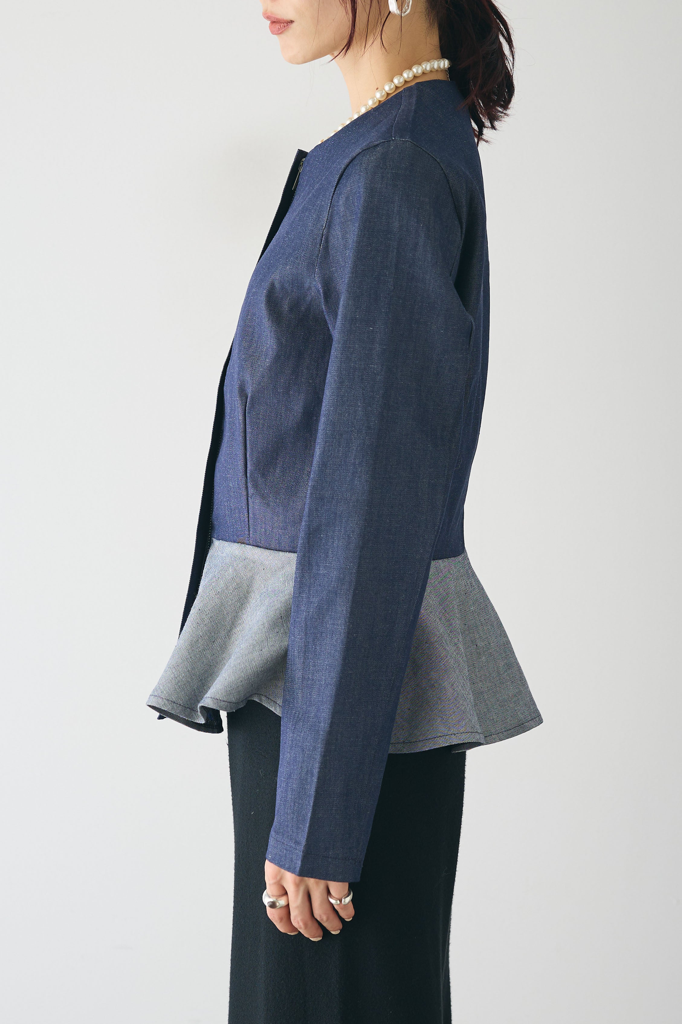 予約]デニムペプラムジャケット – Frene