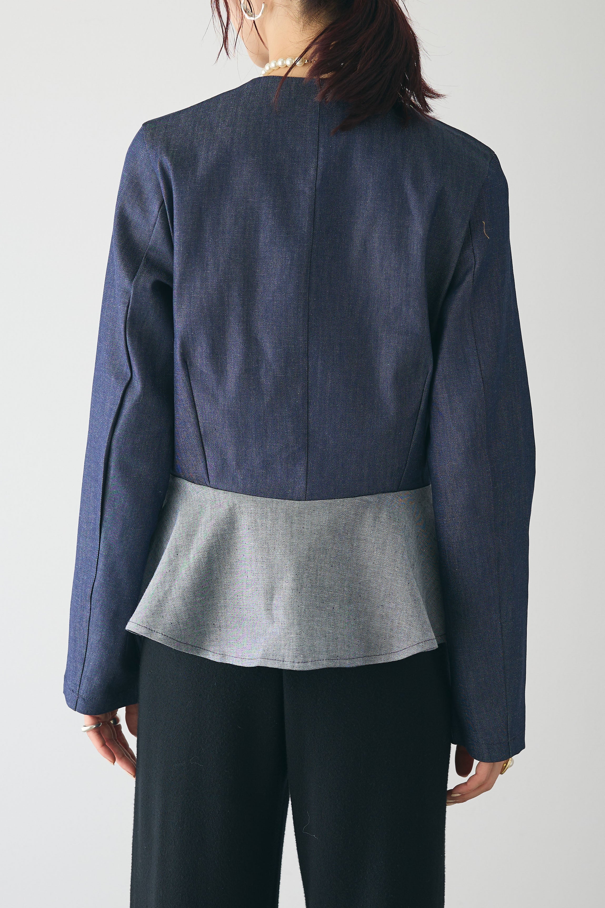 予約]デニムペプラムジャケット – Frene