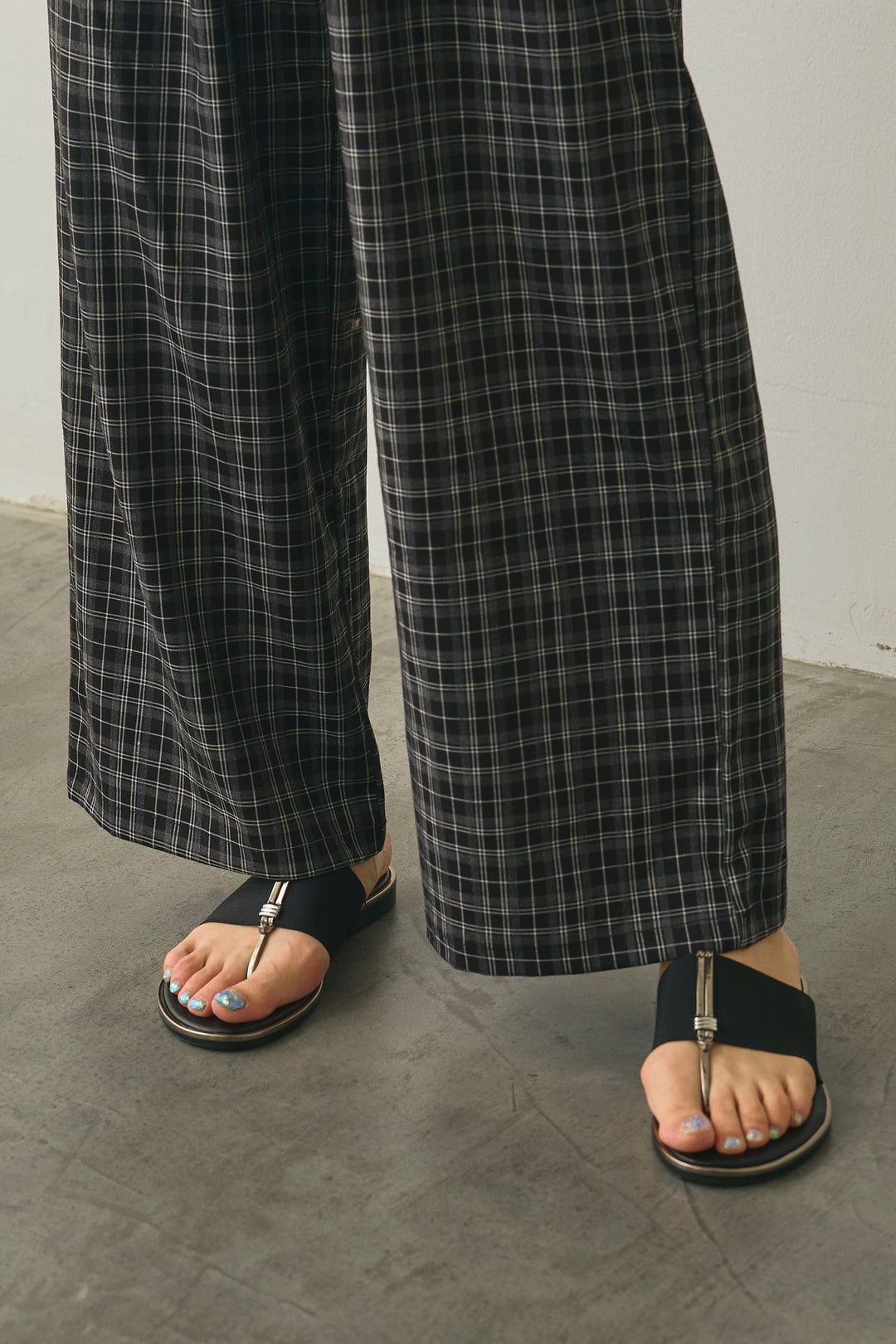 [予約]チェックハイウエストリラックスパンツ