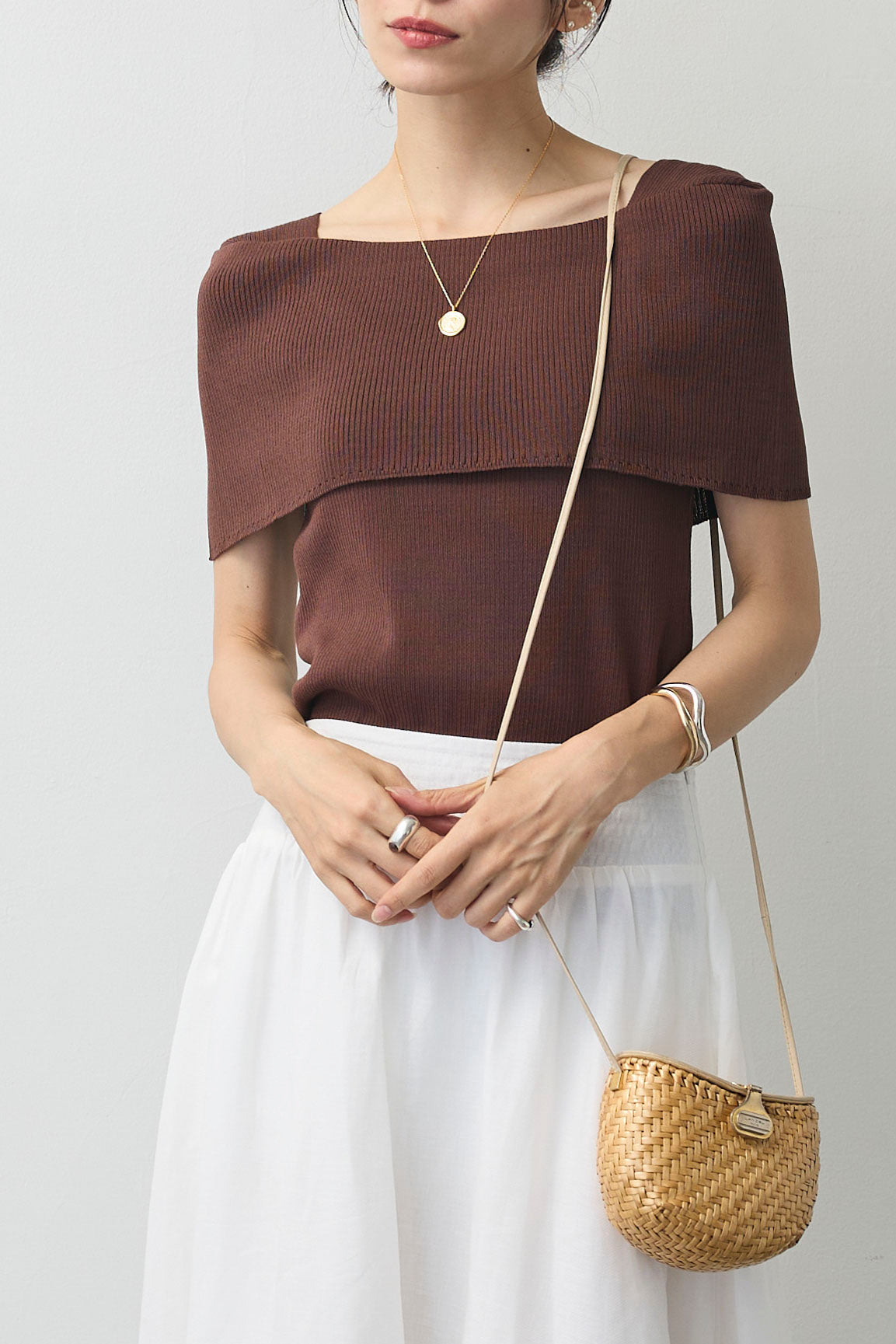 予約]ショルダーリブオフショルニット – Frene