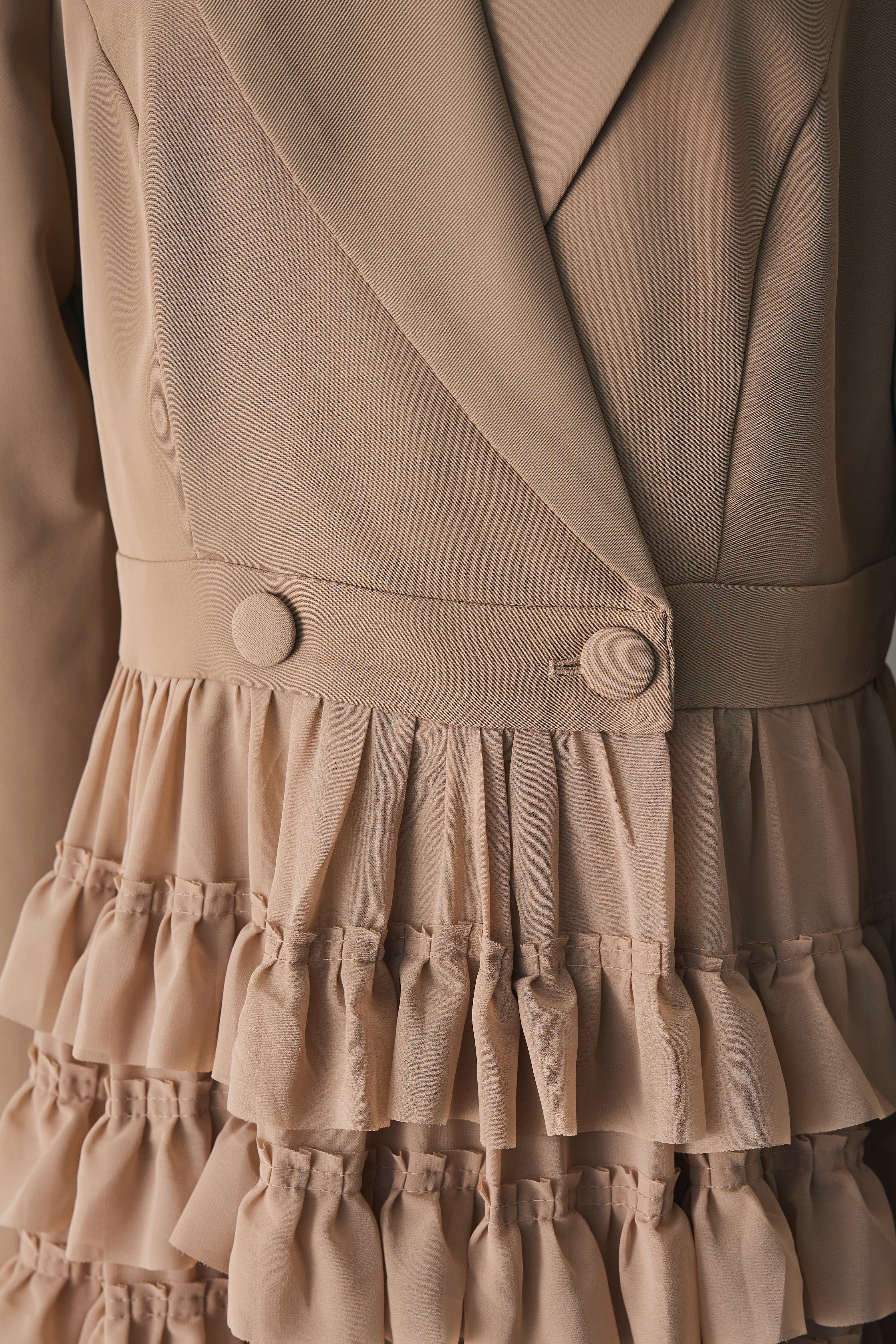 【美品！早いもの勝ち】新品・frene・ティアードチュールドッキングワンピース 予約]ティアードチュールドッキングジャケットワンピース – Frene