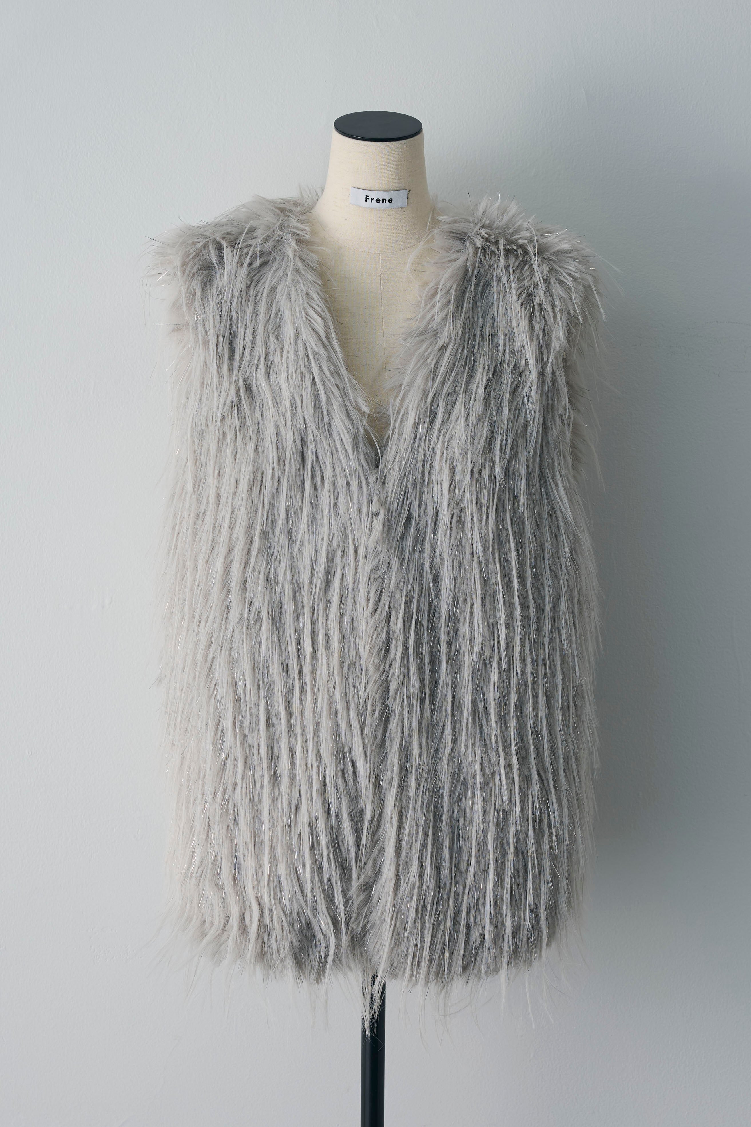 予約]シャイニーロングファーベスト – Frene