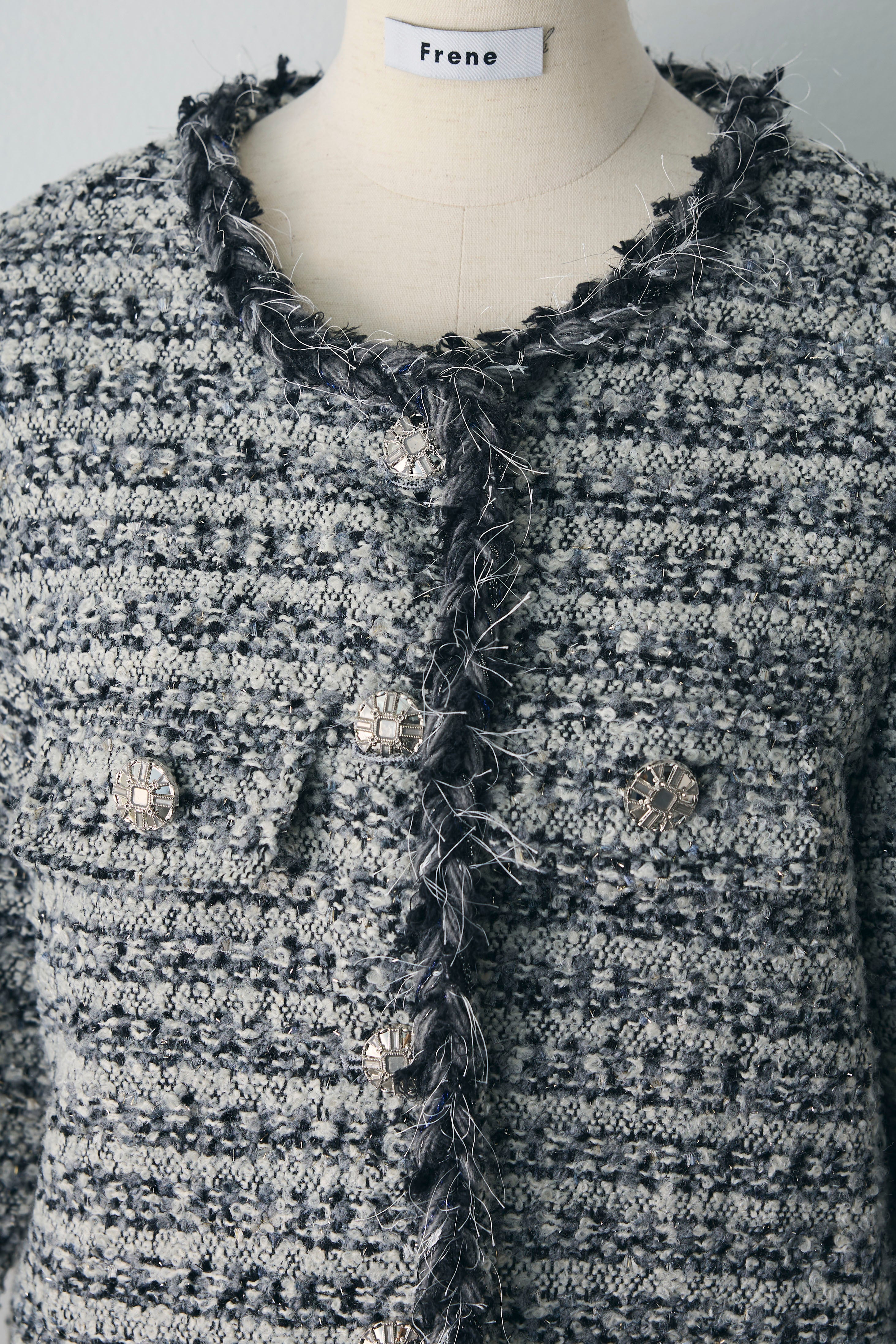 ポリエステルツイード フリンジ ジャケット 予約]フリンジツイードクラシカルジャケット – Frene