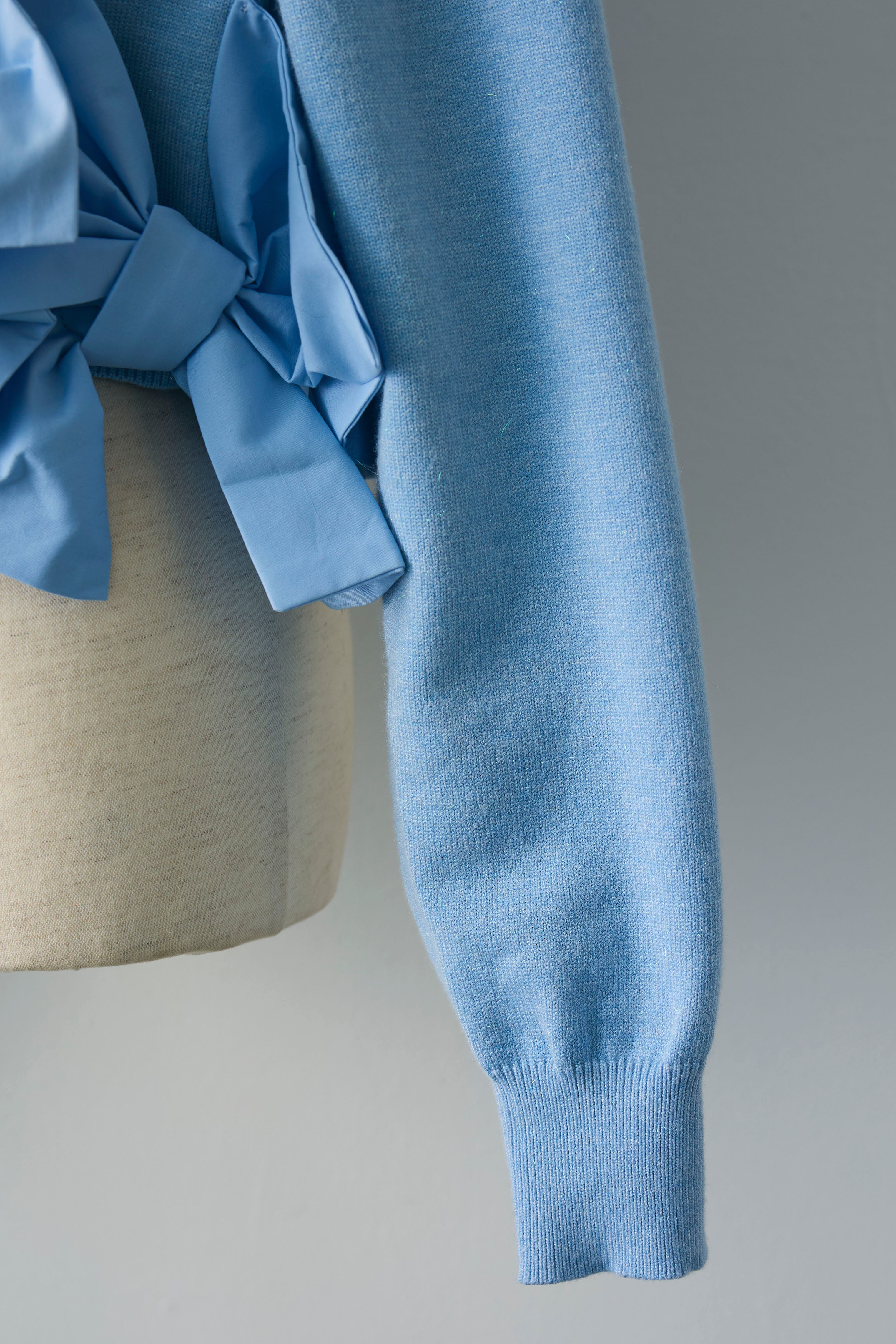 みっくFrene ヘムリボンデザインショートカーディガン水色 予約]ヘムリボンデザインショートカーデ – Frene