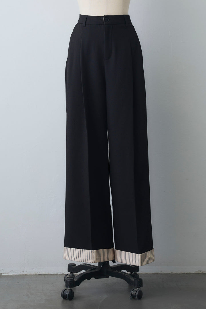 [予約]ストライプターンバックセンタープレスパンツ