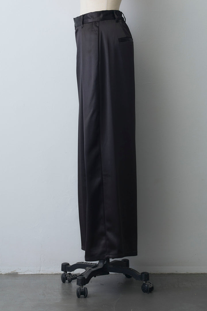 [予約]ハイウエストタックサテンワイドパンツ